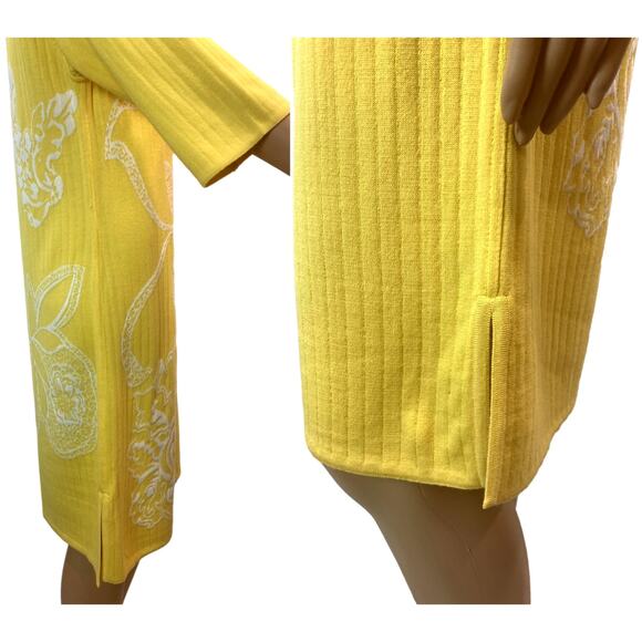 St John Yellow Knit Floral Dress NWT 2009 Resort Wool Rayon Sz 6 - Picture 7 of 13